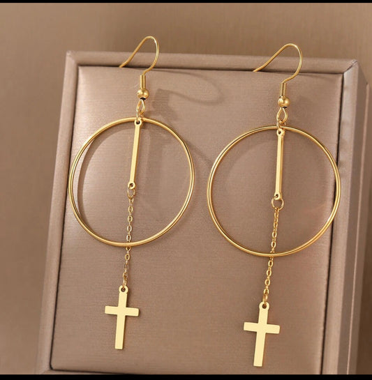 Boucles d'oreilles avec croix Or