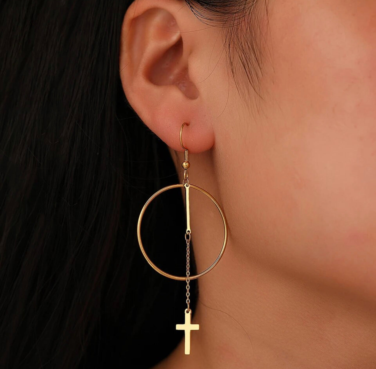 Boucles d'oreilles avec croix Or